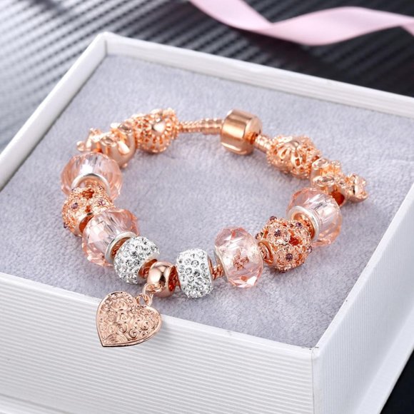 Rose Gold Jewelry - Rose Gold Bracelet with Charms